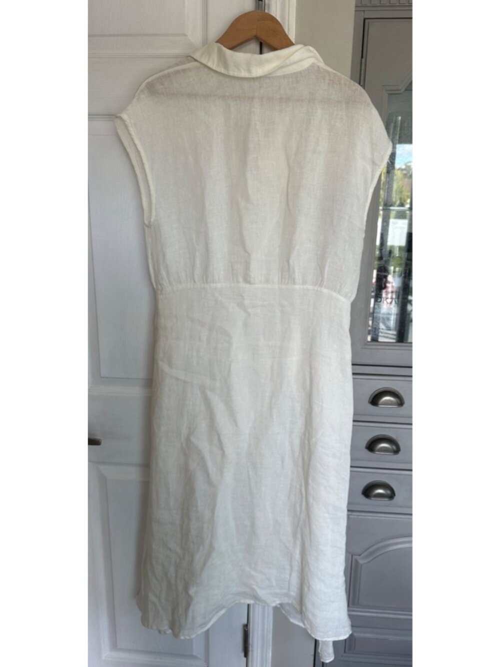 Sundance Brave + True “Clarity” White Linen Dress Women's Medium Pockets Coastal - Picture 3 of 11